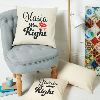 Mr&Mrs Right - komplet poduszek personalizowanych